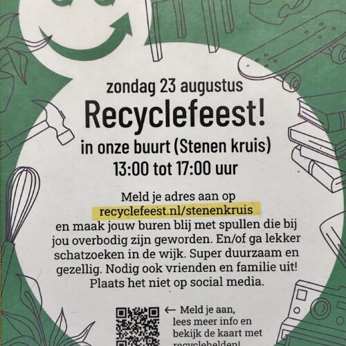 Komende zondag: Recyclefeest overal in de wijk
